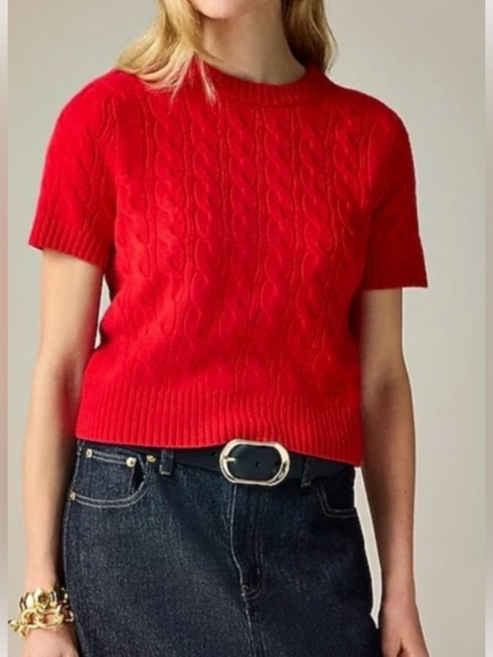 J.Crew Cashmere cable-knit T-shirt.
